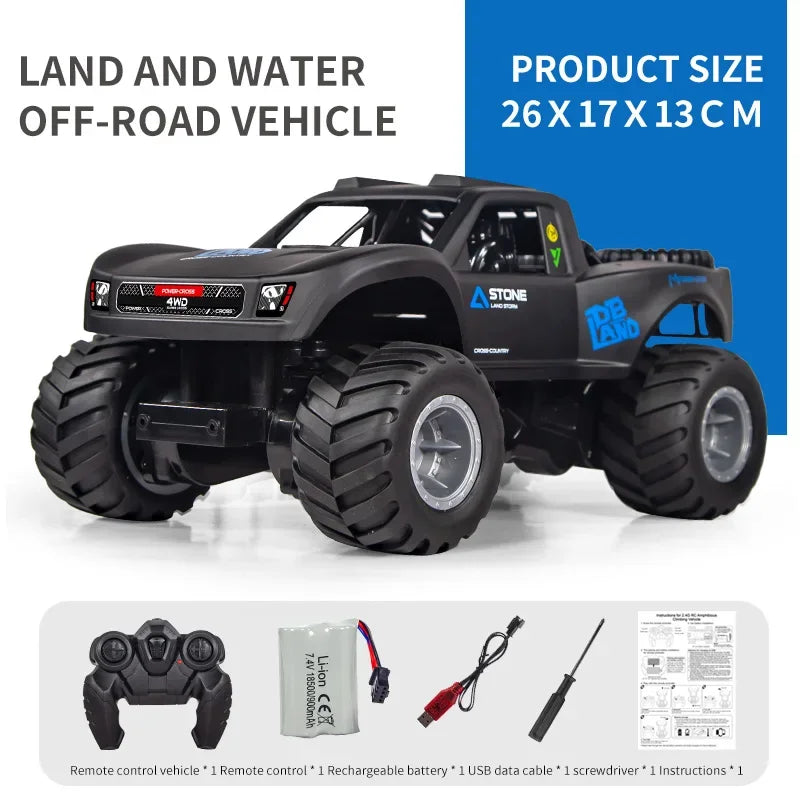 JJRC 4WD Amphibious RC Car – Waterproof, Off-Road, Stunt Climbing Truck
