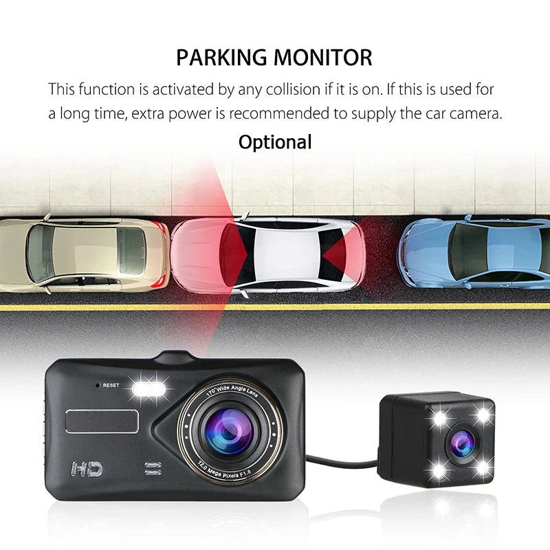 4" In Car Camera Recorder Dual Front and Rear HD 1080P Dash Cam Night Vision 32GB UK