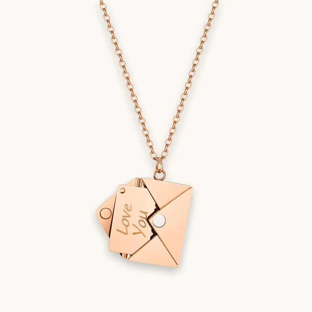 Love Letter Envelope Pendant Necklace Customized Stainless Steel Valentines/Mother's Day
