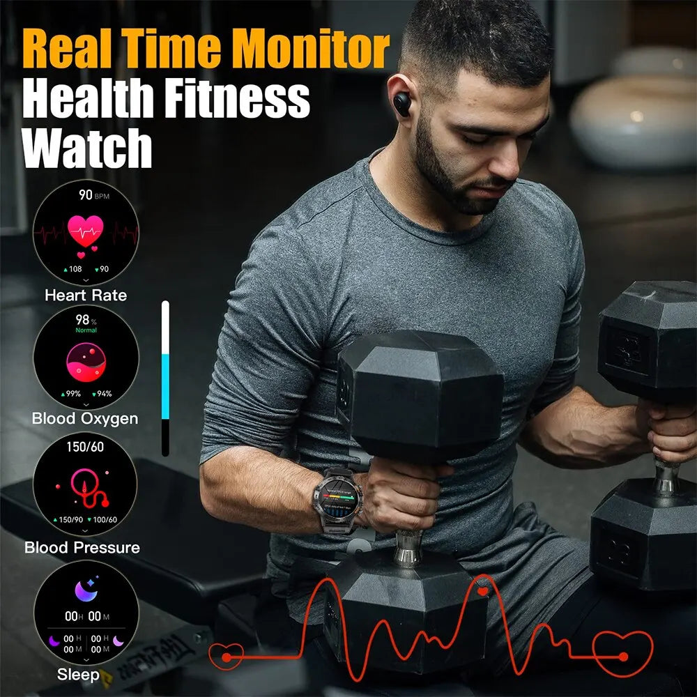 Men Smart Watches for iOS Android MD52 Sports Fitness Tracker Waterproof 1.39