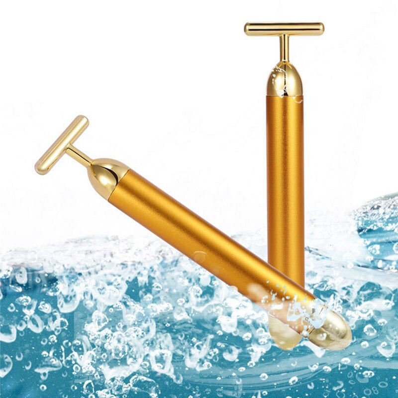 24k Beauty Energy Gold Bar Face Roller Massager Anti Ageing Wrinkle