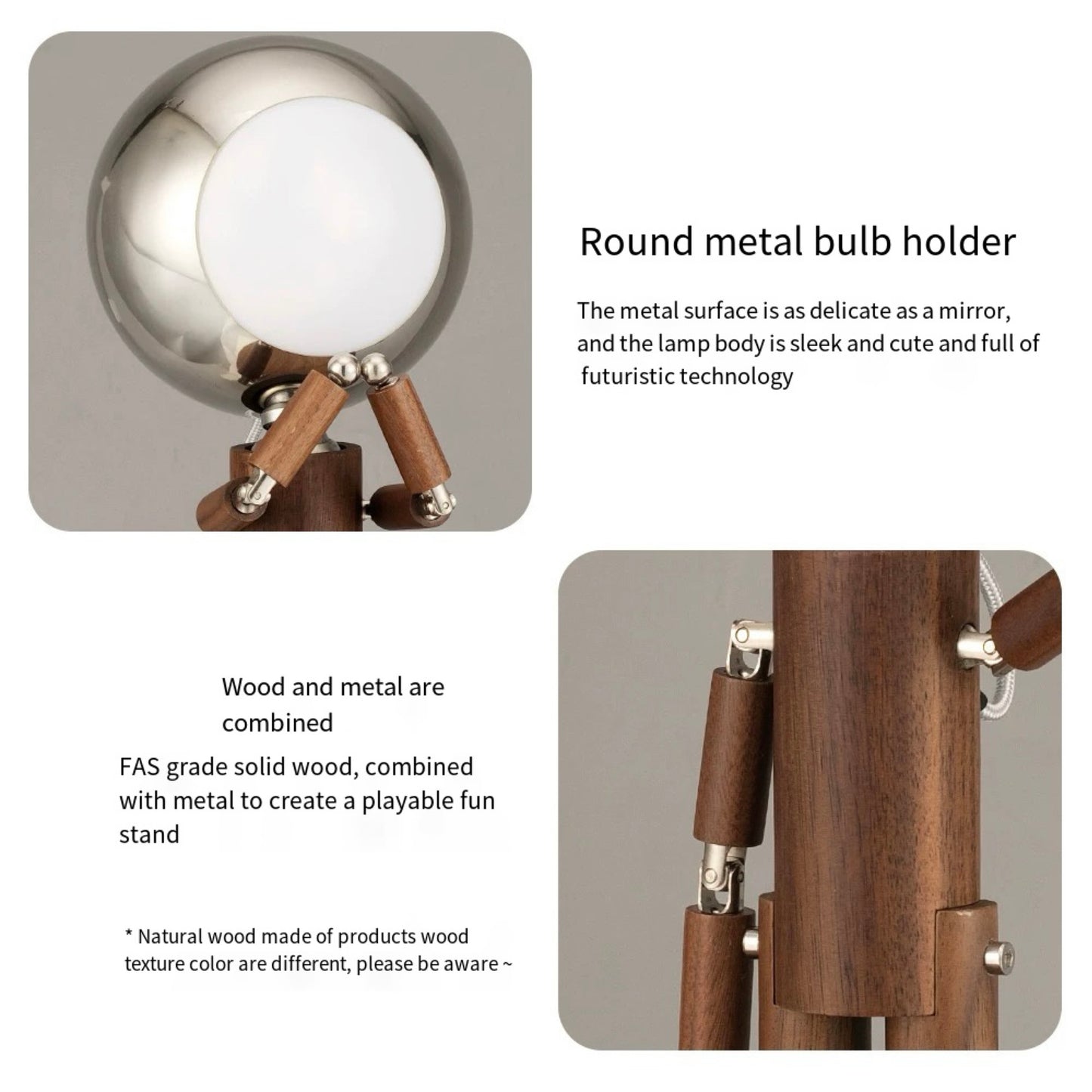Solid Wooden Robot Moon Desk Bedside Lamp
