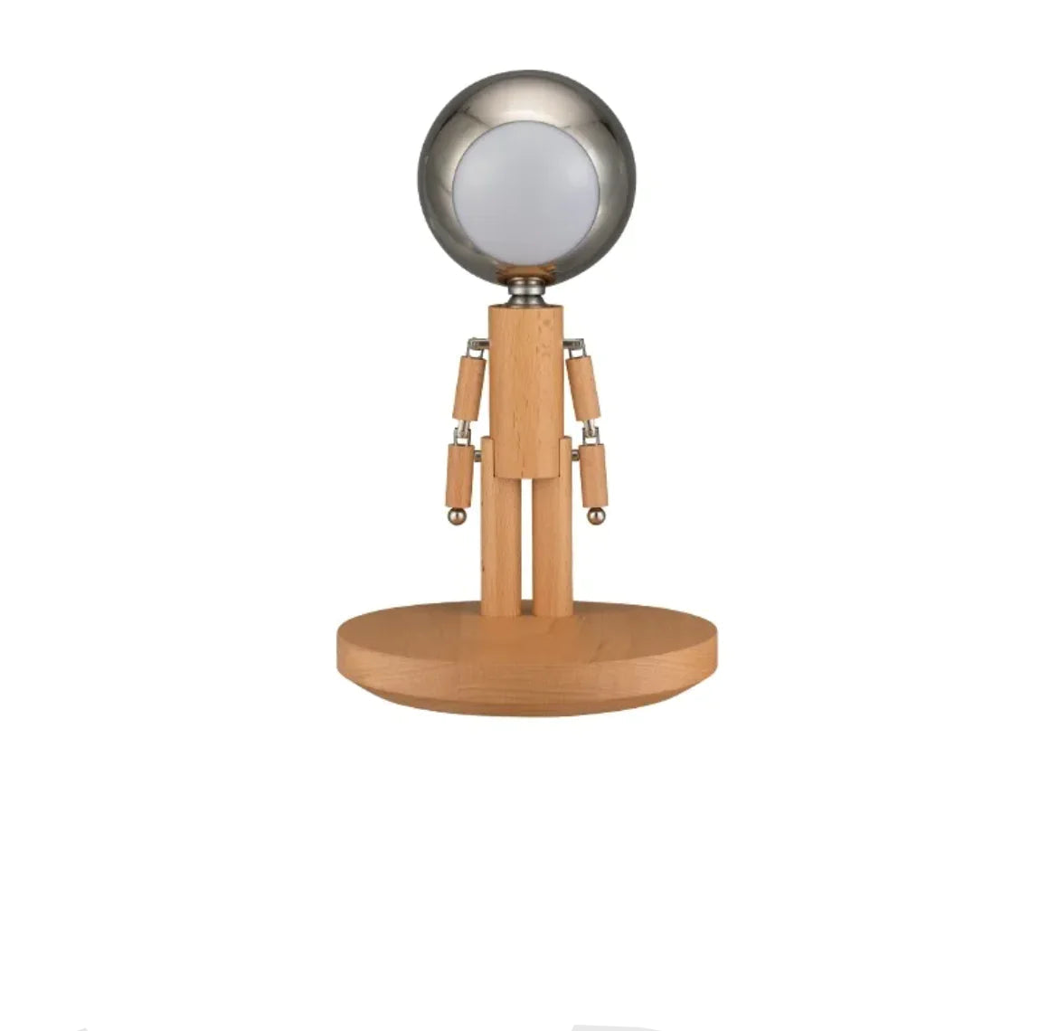 Solid Wooden Robot Moon Desk Bedside Lamp