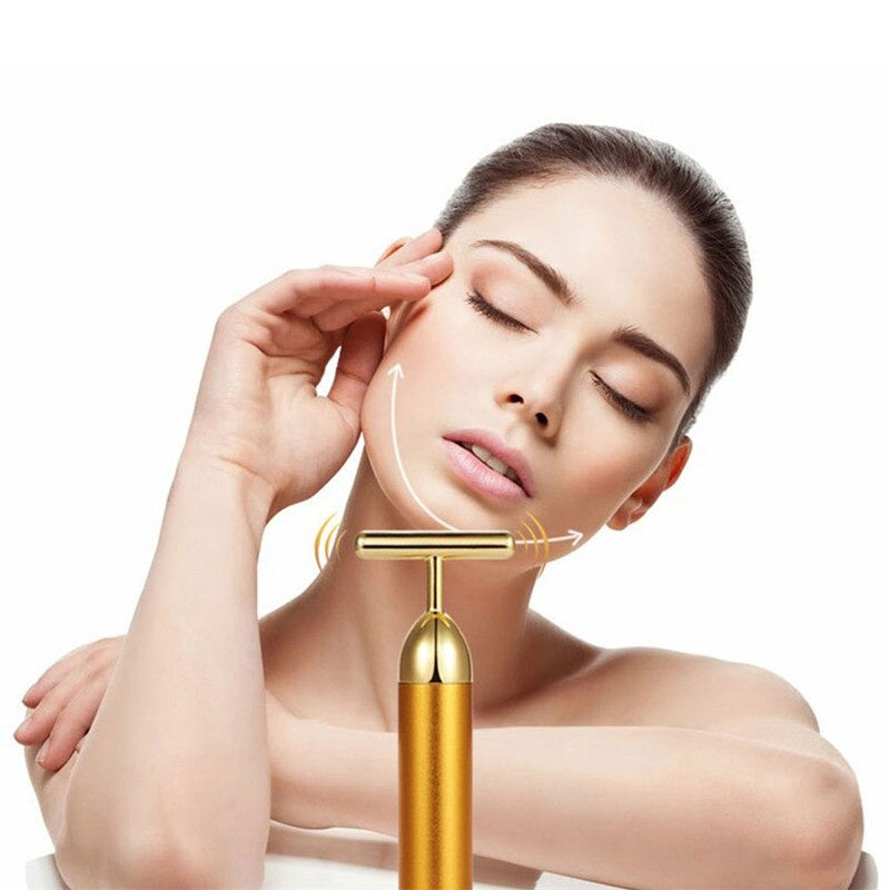 24k Beauty Energy Gold Bar Face Roller Massager Anti Ageing Wrinkle