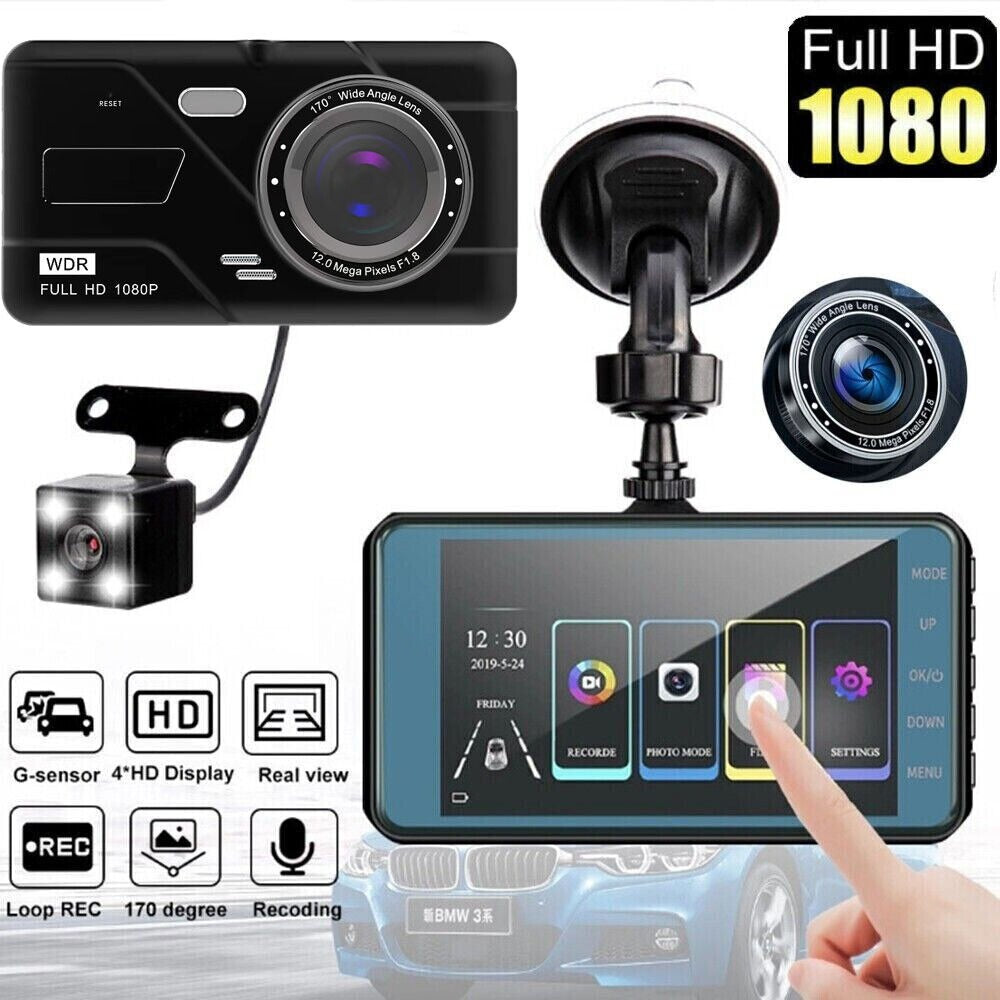 4" In Car Camera Recorder Dual Front and Rear HD 1080P Dash Cam Night Vision 32GB UK