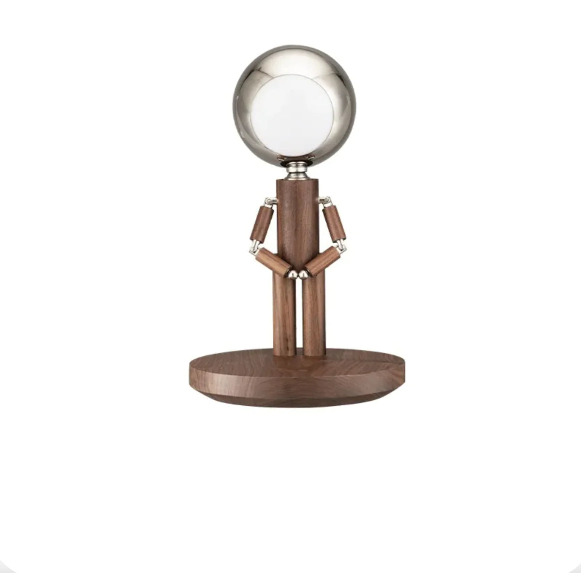 Solid Wooden Robot Moon Desk Bedside Lamp