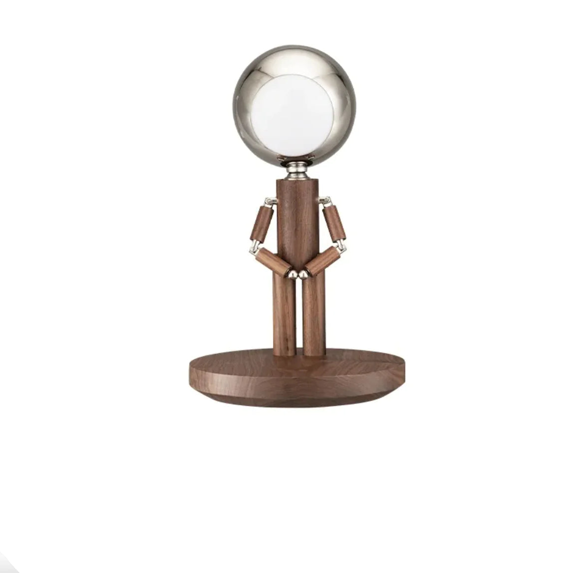 Solid Wooden Robot Moon Desk Bedside Lamp