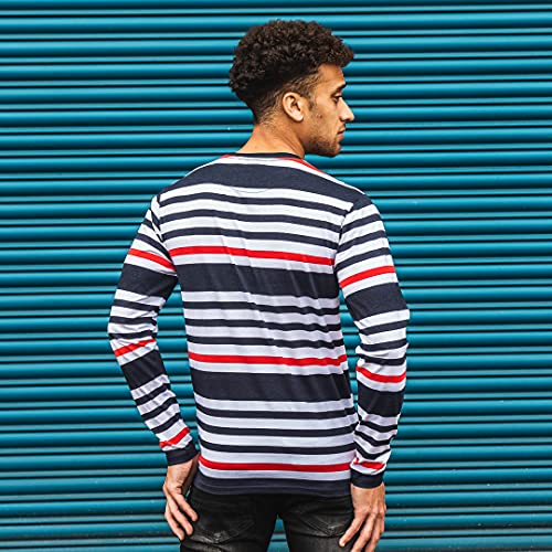 Long Sleeve T-Shirts for Men, Casual 100% Cotton Striped T-Shirts