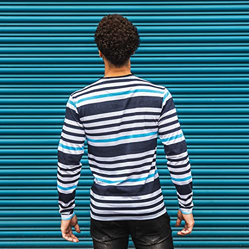 Long Sleeve T-Shirts for Men, Casual 100% Cotton Striped T-Shirts