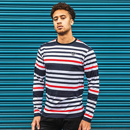 Long Sleeve T-Shirts for Men, Casual 100% Cotton Striped T-Shirts