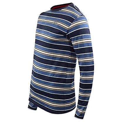 Long Sleeve T-Shirts for Men, Casual 100% Cotton Striped T-Shirts