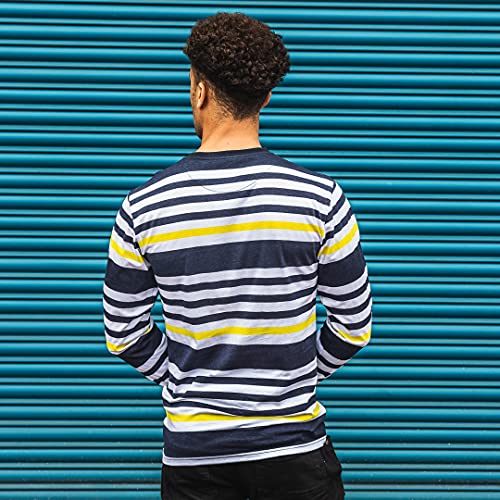 Long Sleeve T-Shirts for Men, Casual 100% Cotton Striped T-Shirts