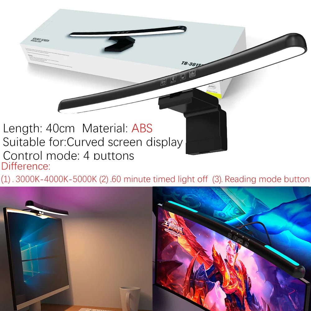 LED Monitor Light Bar 18-60cm Dimmable RGB Screen Hanging