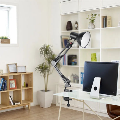 E27 Desk Lamp EU/US Plug Flexible Swing Arm Clamp Mount