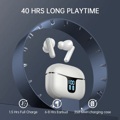SoundMax TWS Bluetooth 5.3 Earphones, 40H, 4-Mic ENC, LED