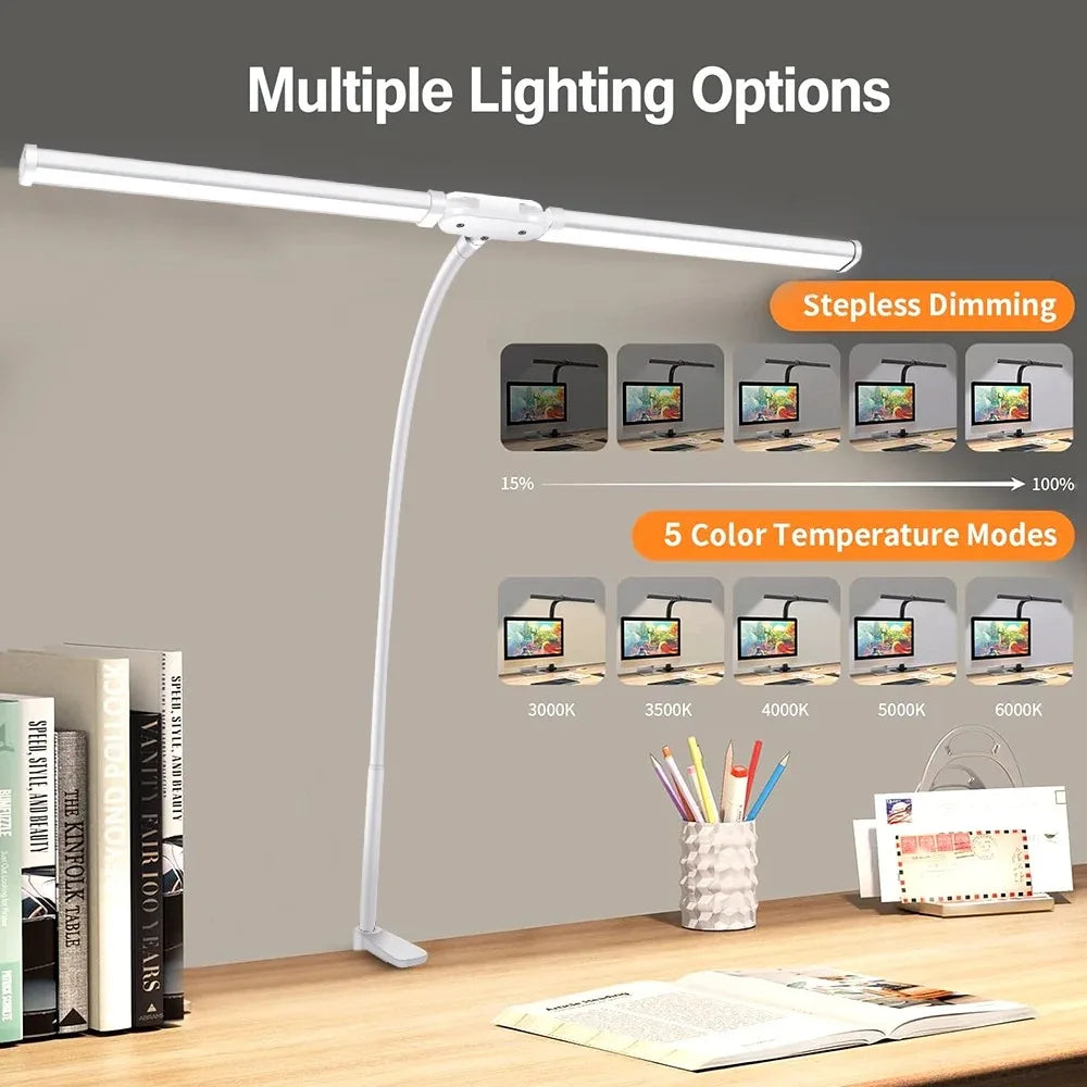 LED Architect Desk Lamp Double/Single Head Stepless Dimmable