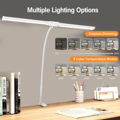 LED Architect Desk Lamp Double/Single Head Stepless Dimmable