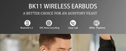 SoundMax TWS Bluetooth 5.3 Earphones, 40H, 4-Mic ENC, LED