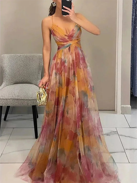 Aurora Lace-Up Maxi Dress | Hollow-Out Party Gown