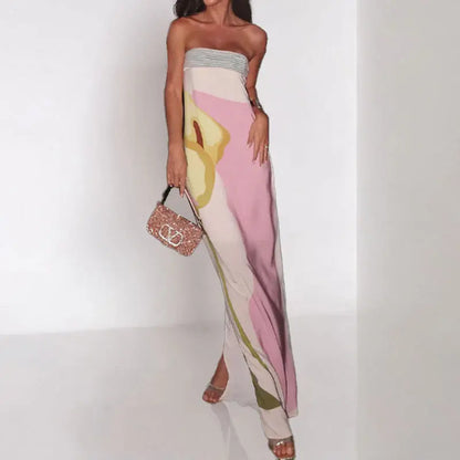 Aurora Floral Strapless Maxi Dress | Backless Summer Evening Gown