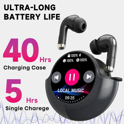 ENC Wireless Earbuds | Smart Touchscreen Case, Bluetooth 5.4