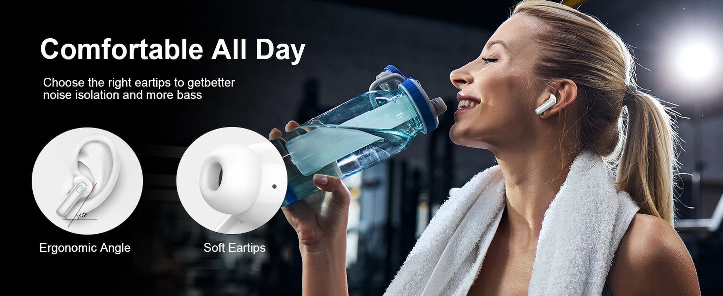 SoundMax TWS Bluetooth 5.3 Earphones, 40H, 4-Mic ENC, LED