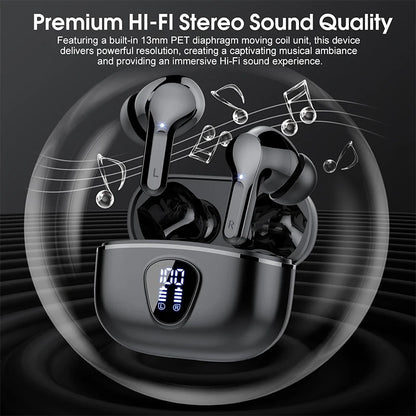 ProX TWS Bluetooth 5.4 Earphones, 60H ANC, IP7, LED