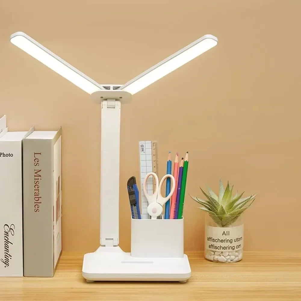 LED Desk Lamp USB Dimmable Foldable Calendar Clock Display