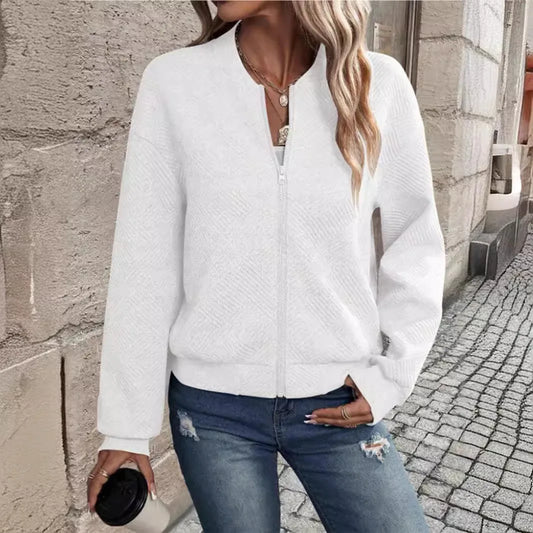 Celeste Cross-Border Jacket | Solid Zip Casual Coat