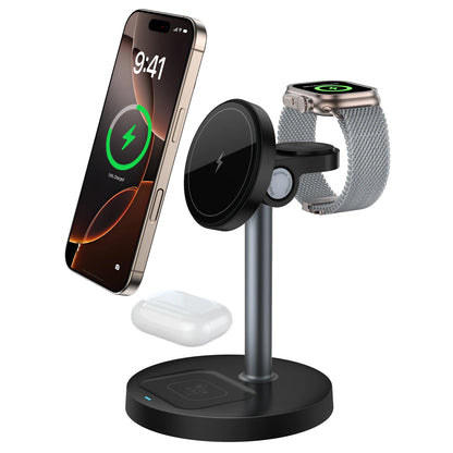 3-in-1 Magnetic Wireless Charger Stand for iPhone & Apple Watch