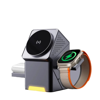 15W 3-in-1 Rotating Magnetic Wireless Charger for iPhone & Apple Watch
