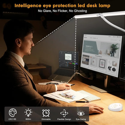 LED Architect Desk Lamp Double/Single Head Stepless Dimmable