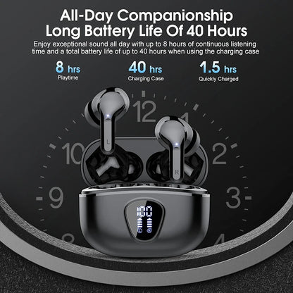 ProX TWS Bluetooth 5.4 Earphones, 60H ANC, IP7, LED