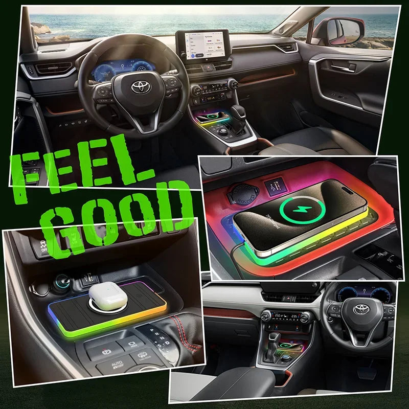 30W Magnetic Car Wireless Charger Pad with RGB Light