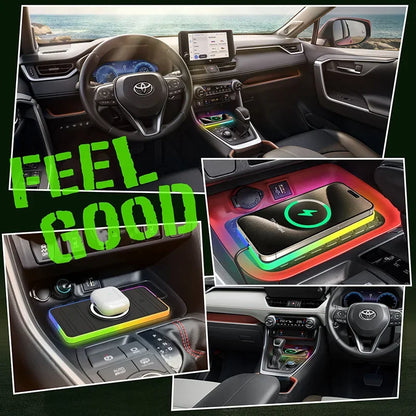 30W Magnetic Car Wireless Charger Pad with RGB Light