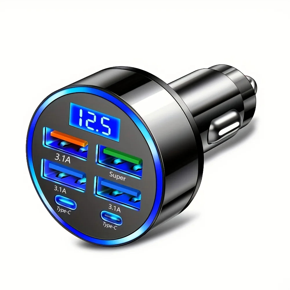 USB-C Car Charger Adapter | 6-in-1 Fast Charge, Dual Type-C