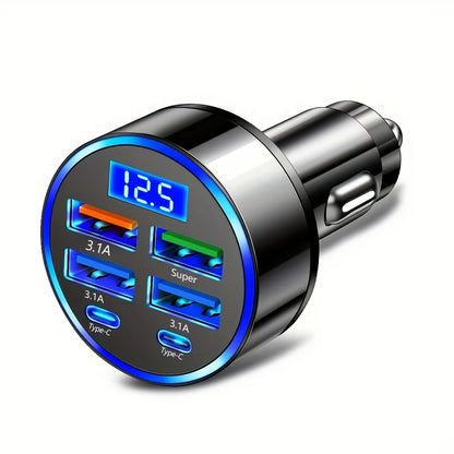 USB-C Car Charger Adapter | 6-in-1 Fast Charge, Dual Type-C