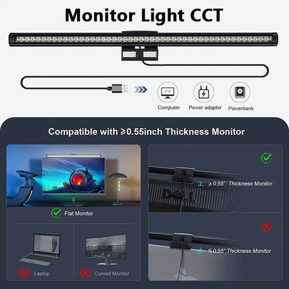 LED Monitor Light Remote Control Stepless Dimmable