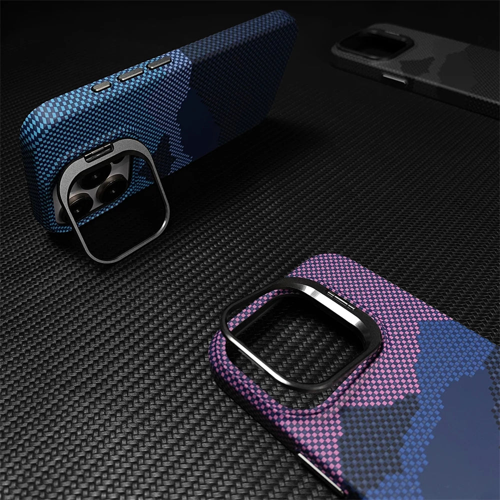 Carbon Fibre MagSafe iPhone Case Metal Lens Holder