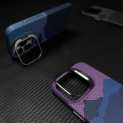Carbon Fibre MagSafe iPhone Case Metal Lens Holder