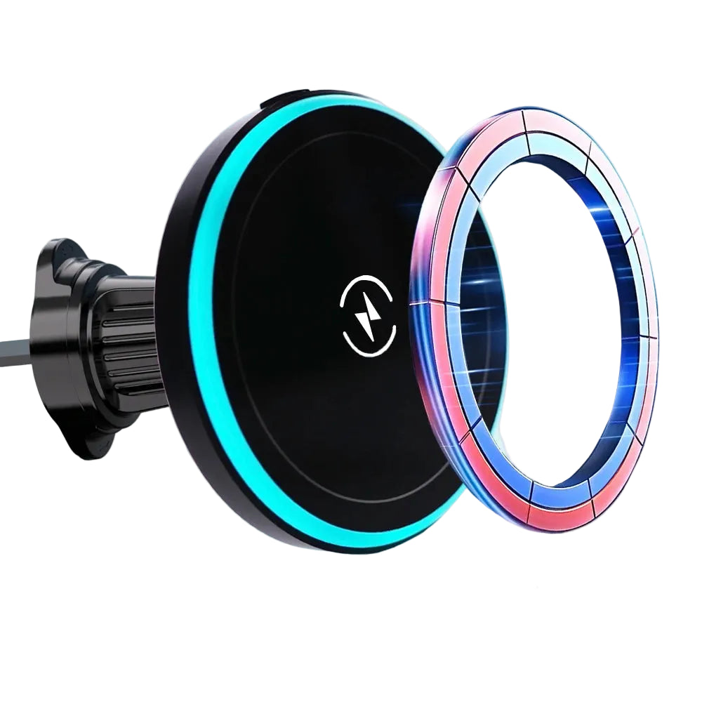 RGB LED Magnetic Wireless Car Charger | 15W MagSafe Mount