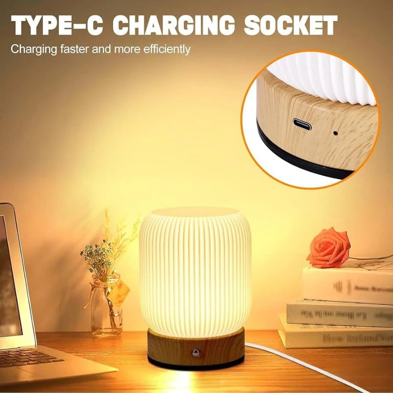 Touch Night Light 3 Colour Rechargeable Bedroom Table Lamp