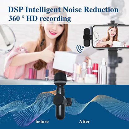 2.4G Wireless Lavalier Noise Cancelling Clip-on Microphone for iPhone, Android