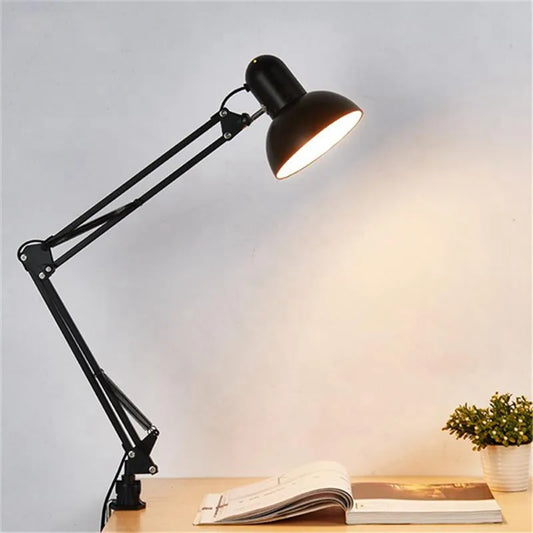 E27 Desk Lamp EU/US Plug Flexible Swing Arm Clamp Mount