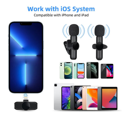 2.4G Wireless Lavalier Noise Cancelling Clip-on Microphone for iPhone, Android