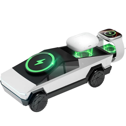 Cybertruck 3-in-1 Wireless Charger Stand for iPhone & Apple Watch