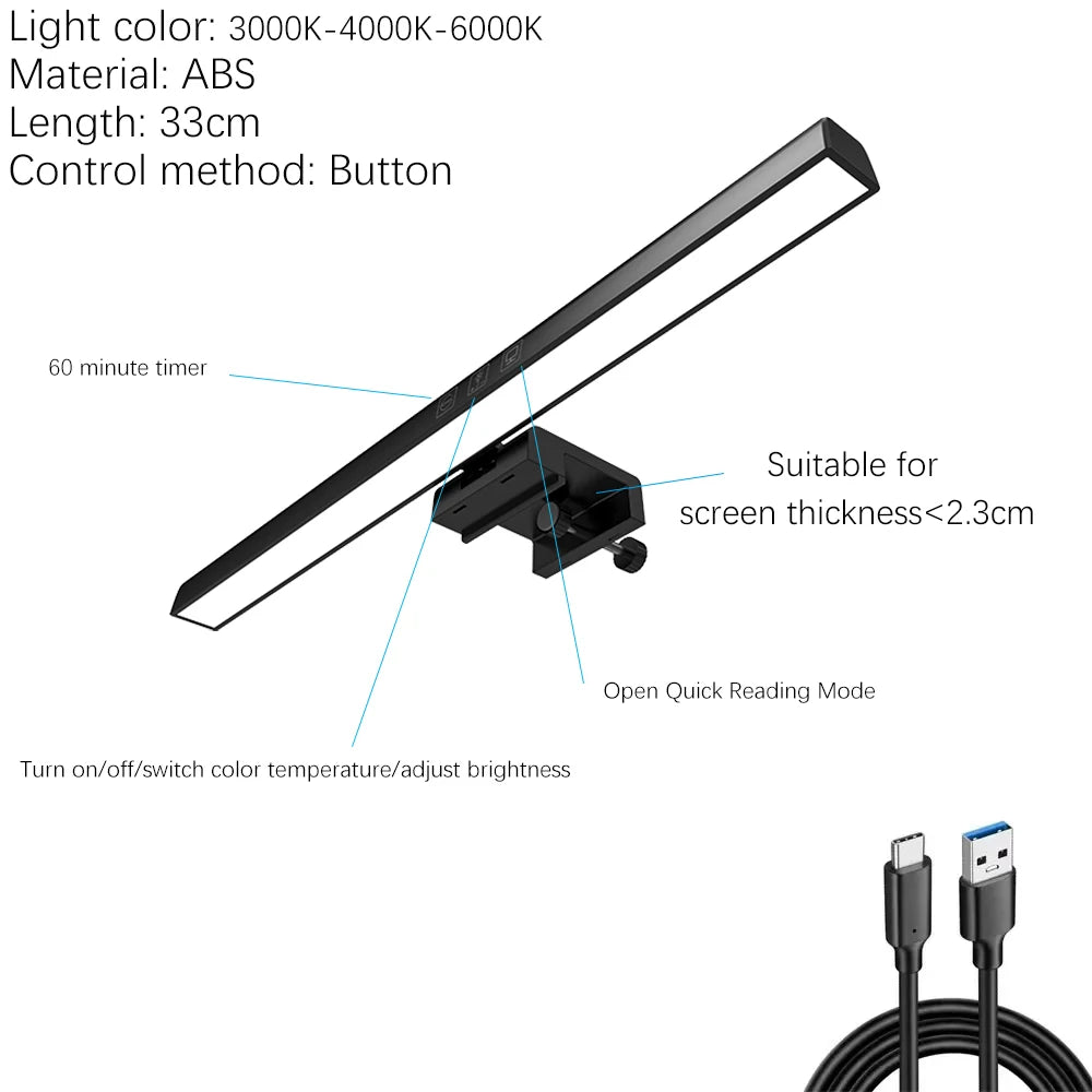 Monitor Light Bar 33-60cm RGB Eye Protection Timed Dimmable