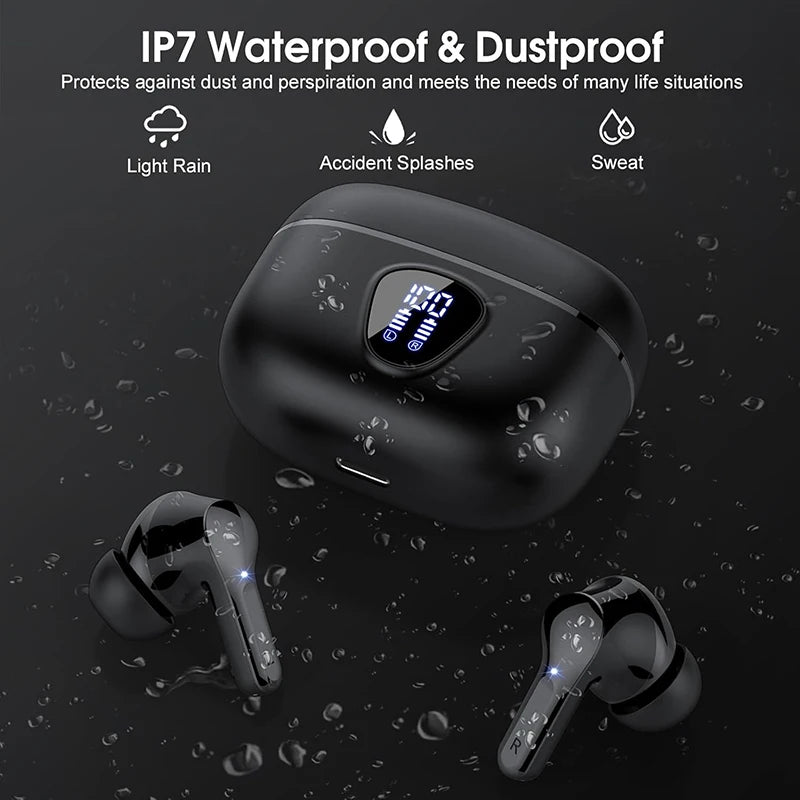 ProX TWS Bluetooth 5.4 Earphones, 60H ANC, IP7, LED