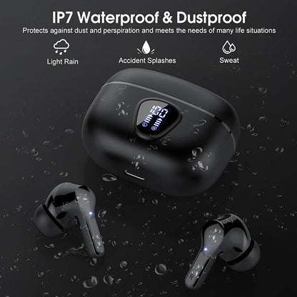 ProX TWS Bluetooth 5.4 Earphones, 60H ANC, IP7, LED