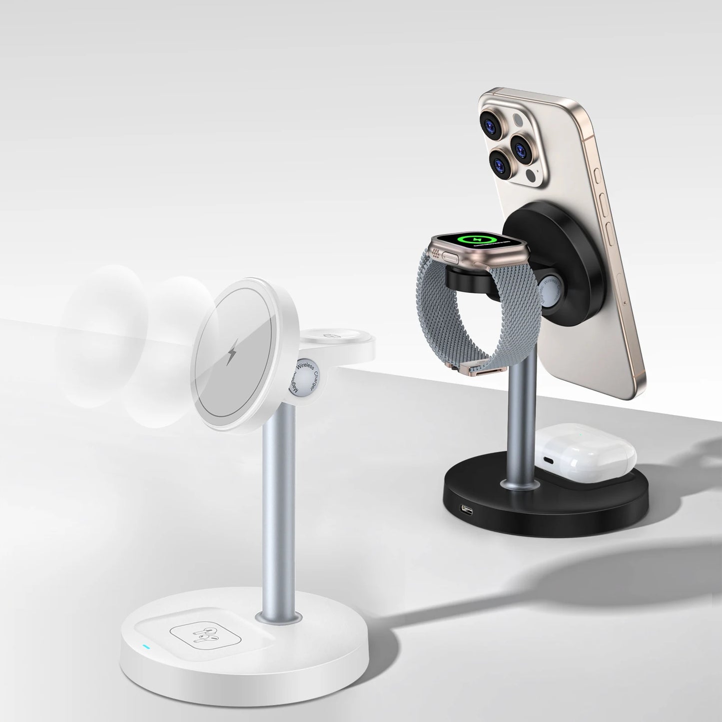 3-in-1 Magnetic Wireless Charger Stand for iPhone & Apple Watch